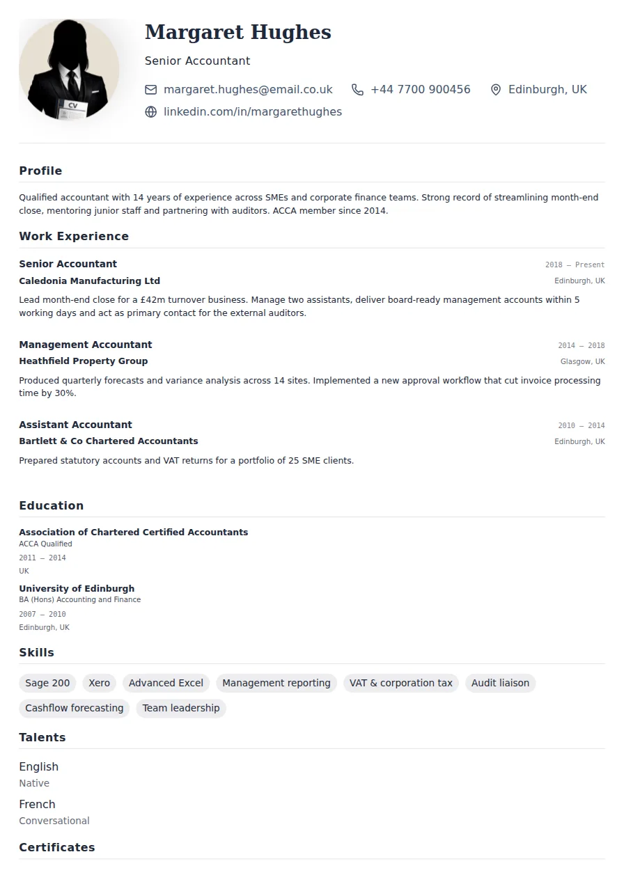 Classic CV template preview