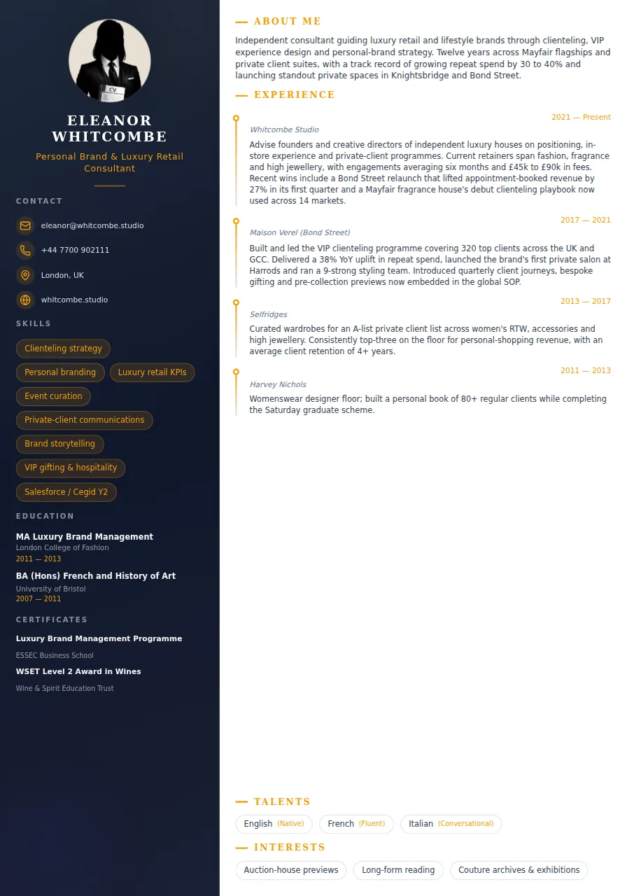 Signature Pro CV template preview