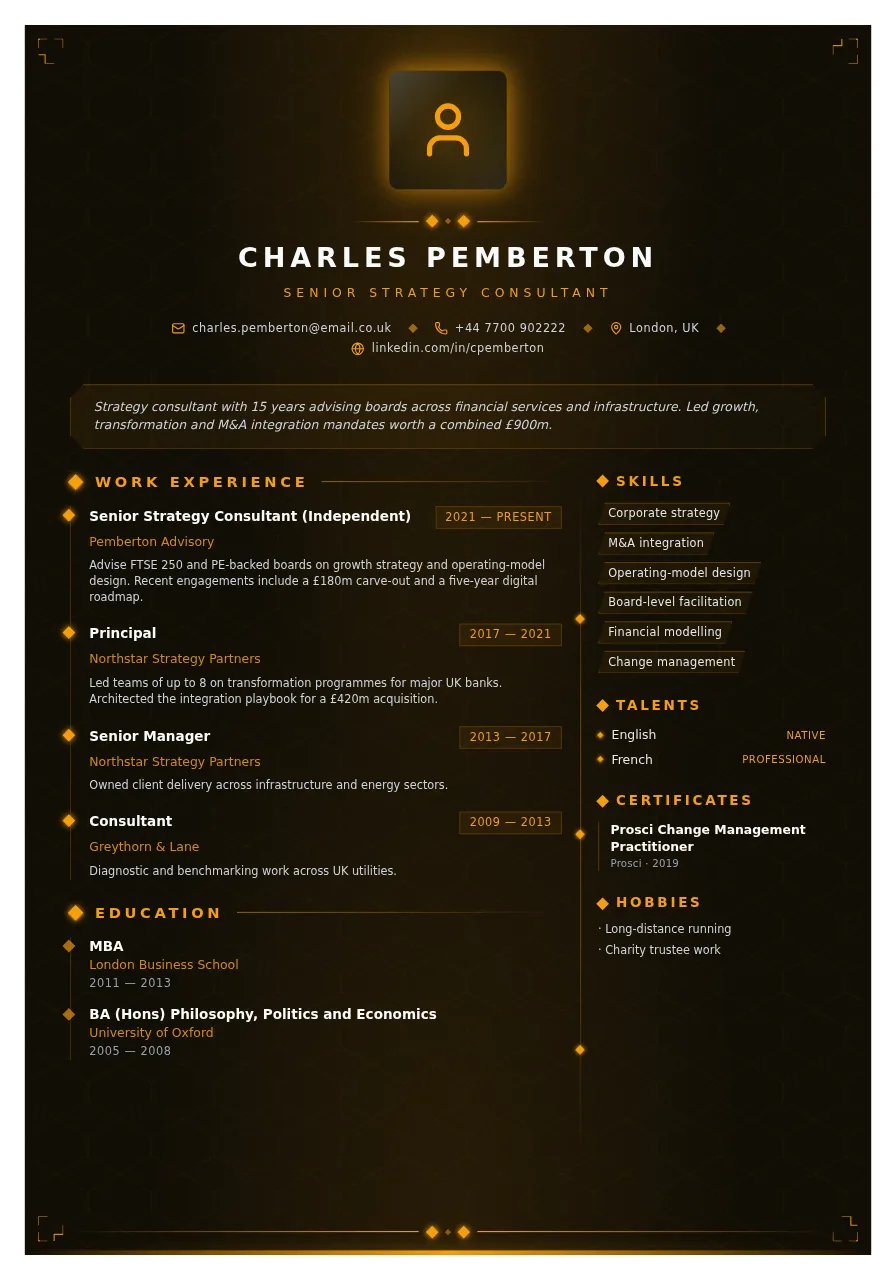 Sovereign CV template preview