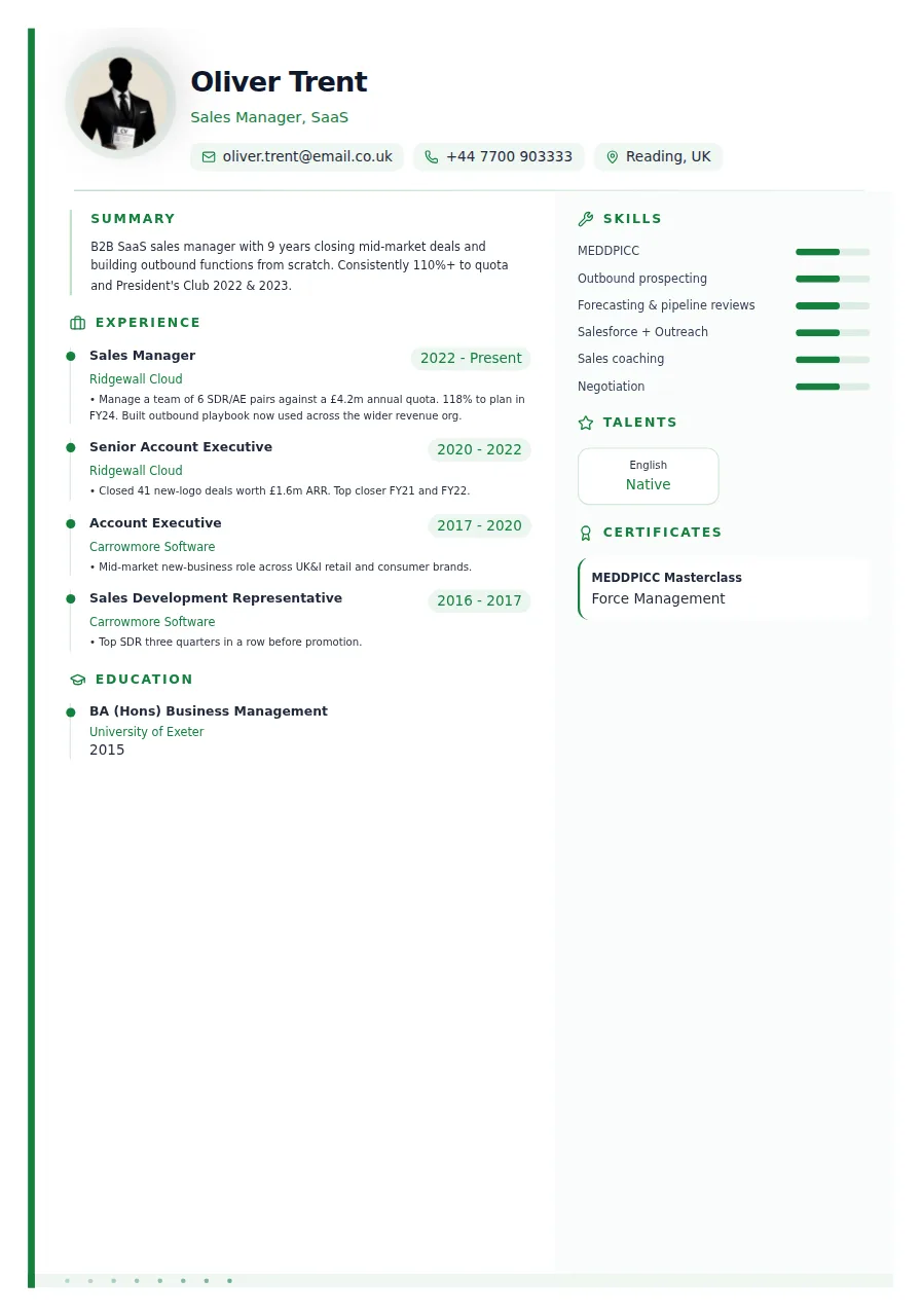 Summit CV template preview