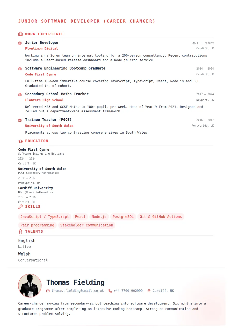 Timeline CV template preview