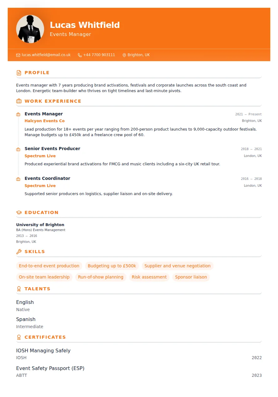 Vibrant CV template preview